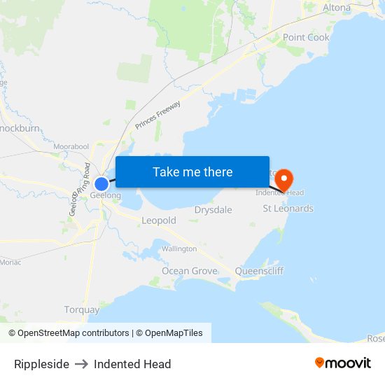 Rippleside to Indented Head map