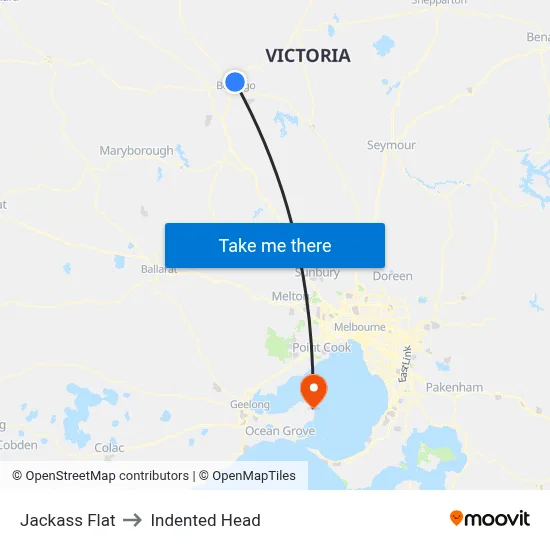 Jackass Flat to Indented Head map