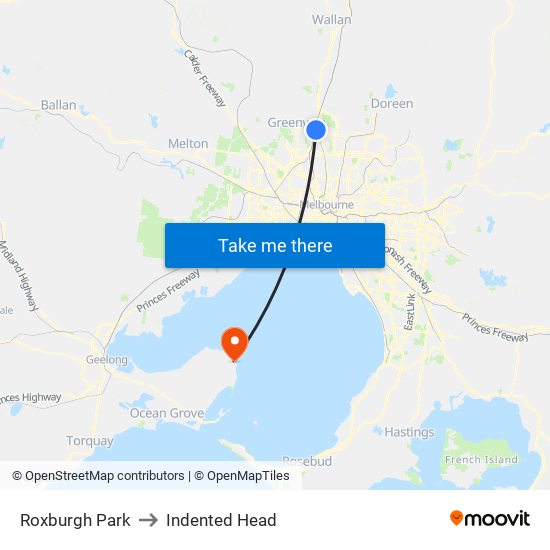 Roxburgh Park to Indented Head map