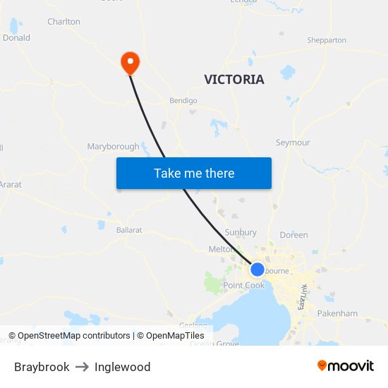 Braybrook to Inglewood map