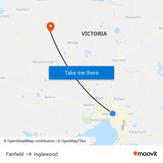 Fairfield to Inglewood map