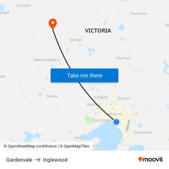 Gardenvale to Inglewood map