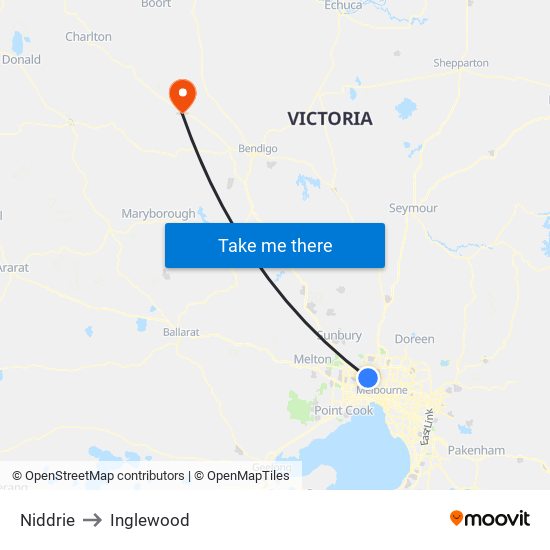 Niddrie to Inglewood map