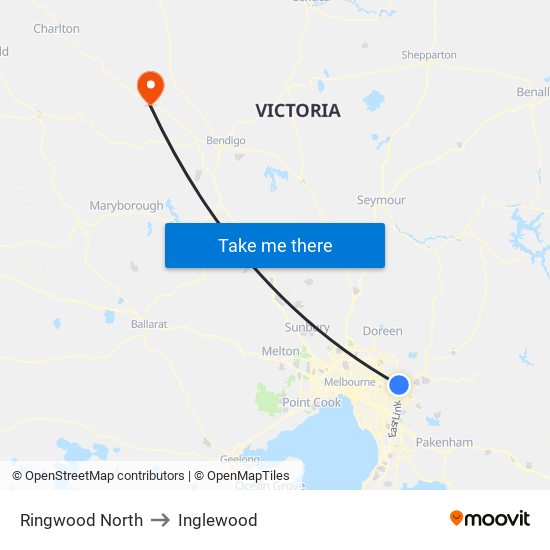 Ringwood North to Inglewood map