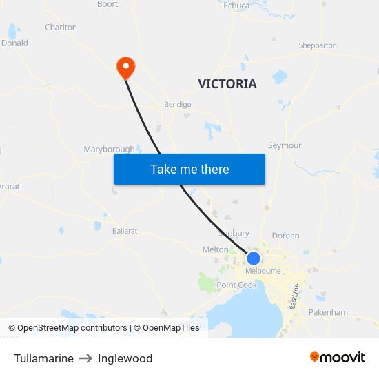 Tullamarine to Inglewood map