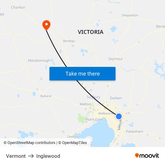 Vermont to Inglewood map