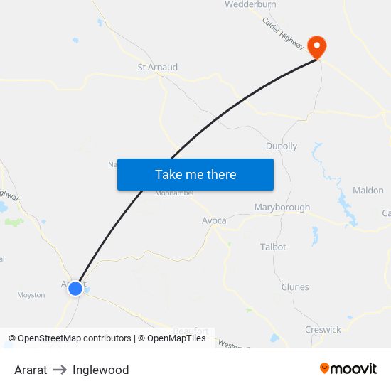 Ararat to Inglewood map