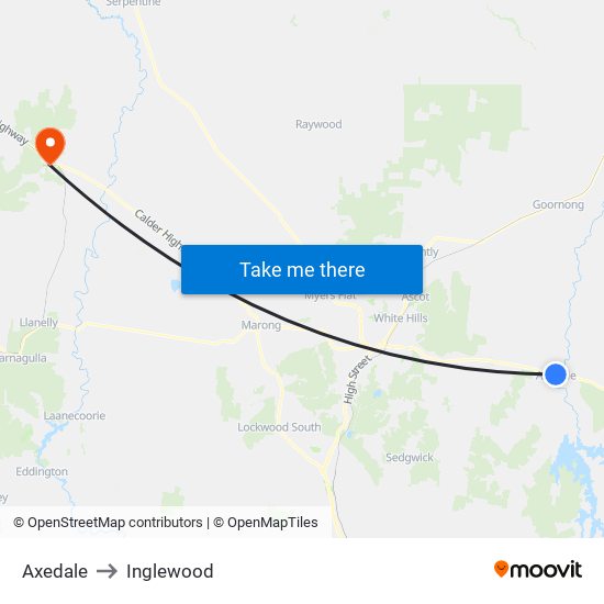 Axedale to Inglewood map