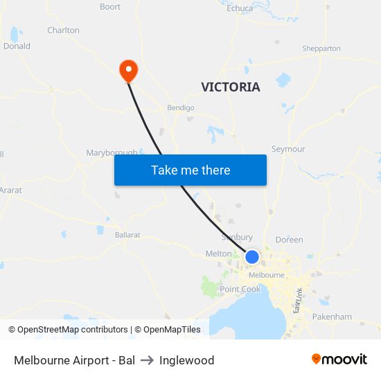 Melbourne Airport - Bal to Inglewood map