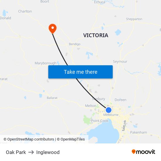 Oak Park to Inglewood map