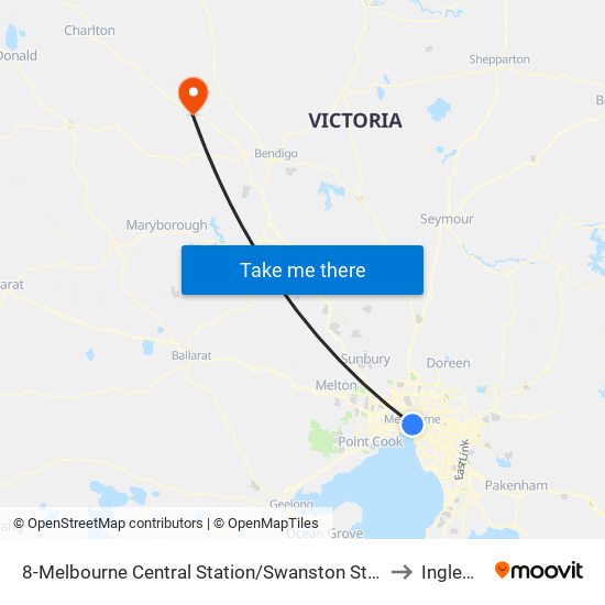 8-Melbourne Central Station/Swanston St (Melbourne City) to Inglewood map