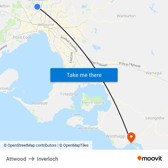 Attwood to Inverloch map