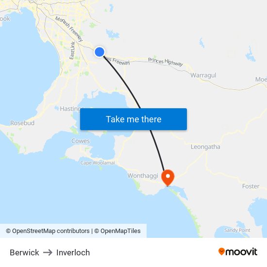 Berwick to Inverloch map