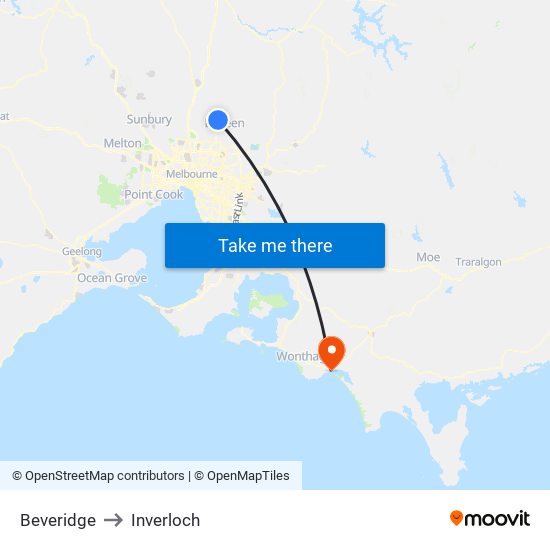 Beveridge to Inverloch map