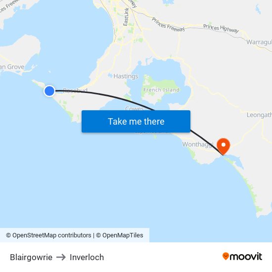 Blairgowrie to Inverloch map