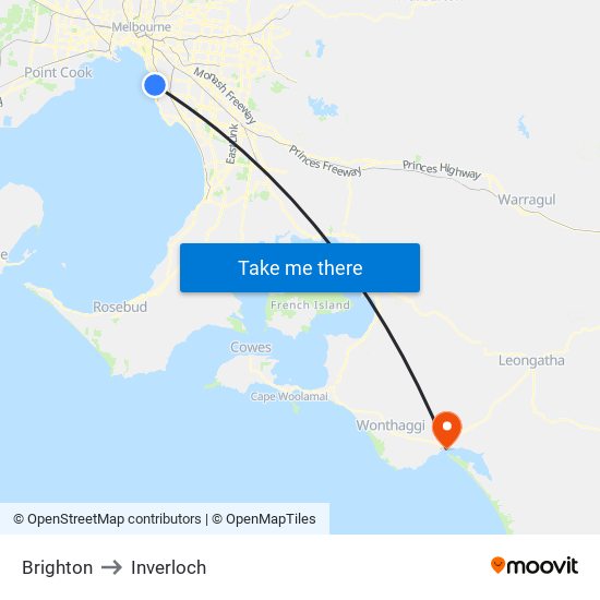 Brighton to Inverloch map