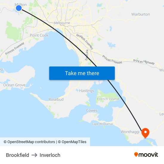 Brookfield to Inverloch map