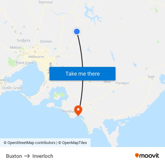 Buxton to Inverloch map