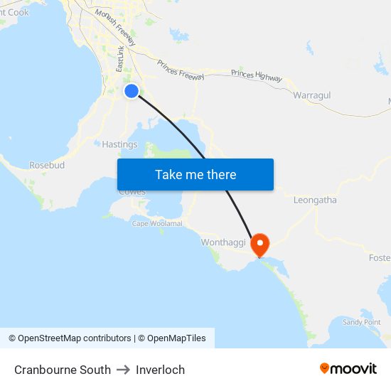 Cranbourne South to Inverloch map