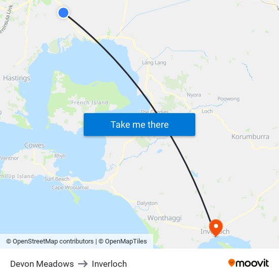 Devon Meadows to Inverloch map