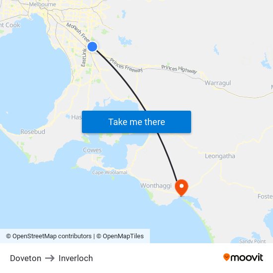 Doveton to Inverloch map