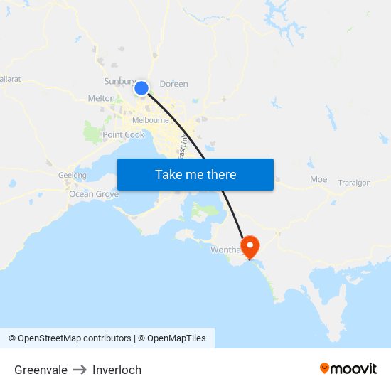 Greenvale to Inverloch map