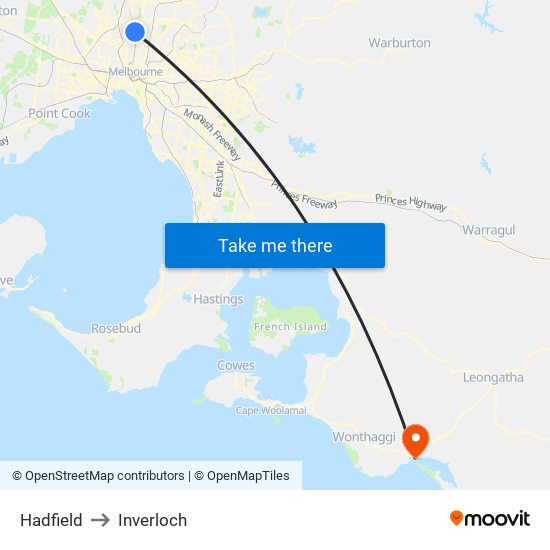 Hadfield to Inverloch map