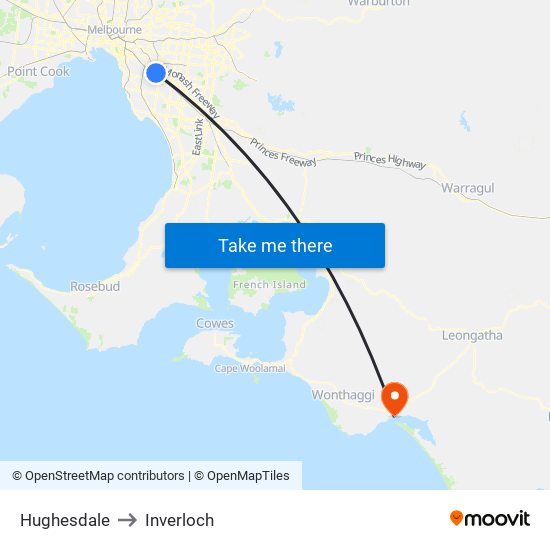 Hughesdale to Inverloch map