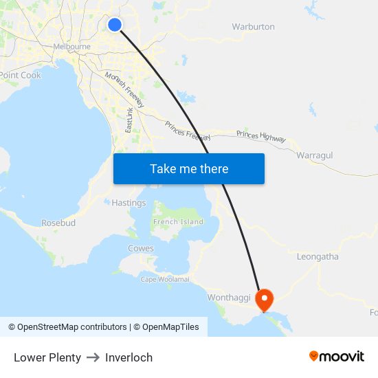 Lower Plenty to Inverloch map