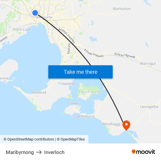 Maribyrnong to Inverloch map