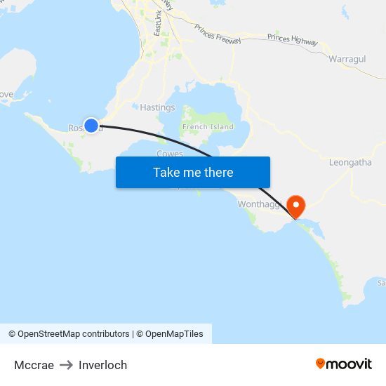 Mccrae to Inverloch map