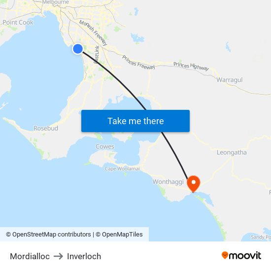 Mordialloc to Inverloch map