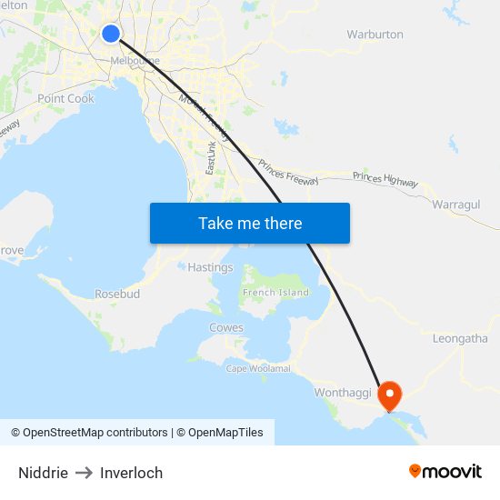 Niddrie to Inverloch map