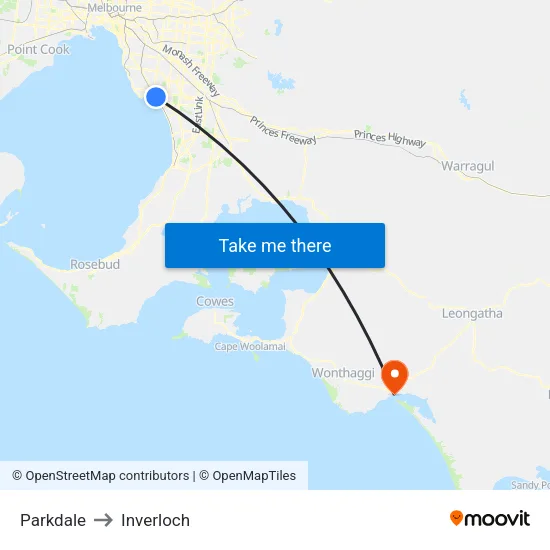 Parkdale to Inverloch map