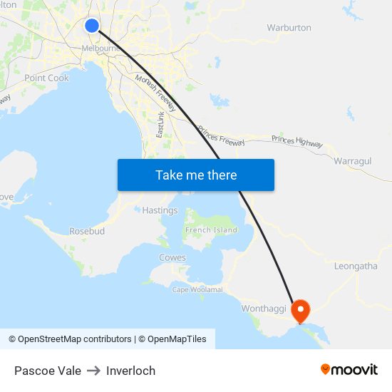 Pascoe Vale to Inverloch map