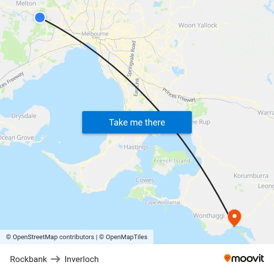Rockbank to Inverloch map
