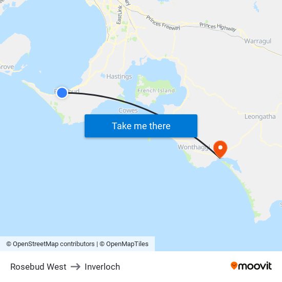 Rosebud West to Inverloch map