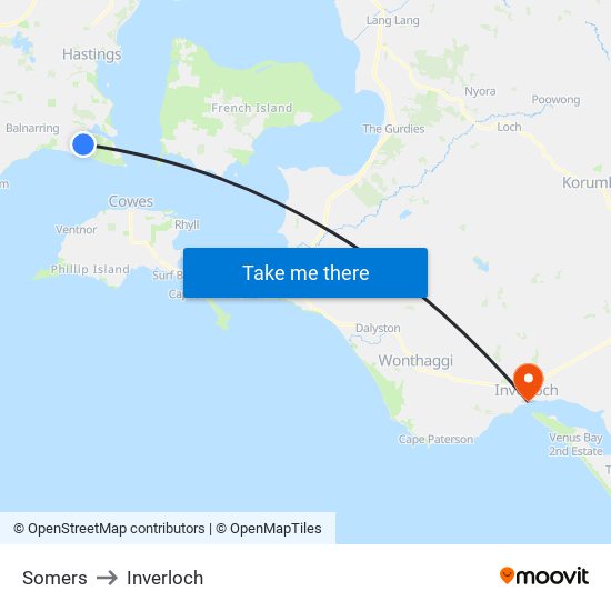 Somers to Inverloch map