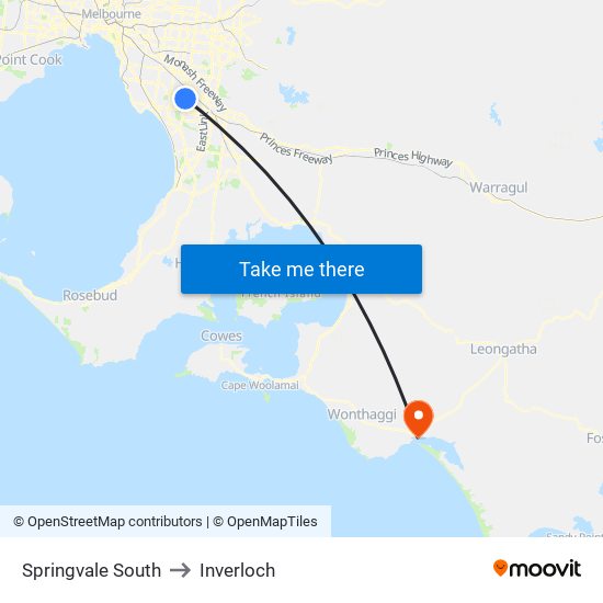 Springvale South to Inverloch map