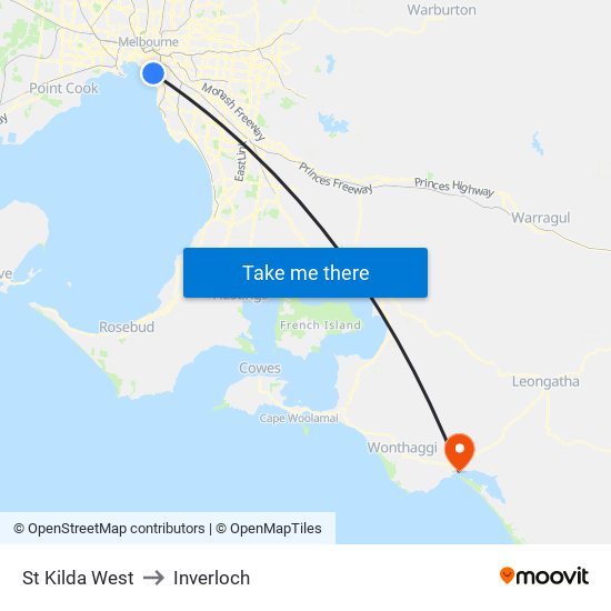 St Kilda West to Inverloch map