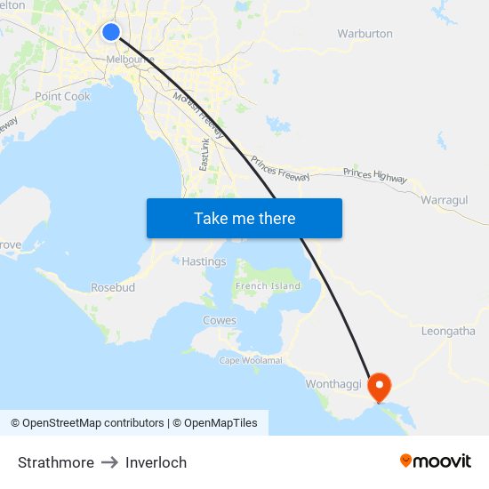 Strathmore to Inverloch map