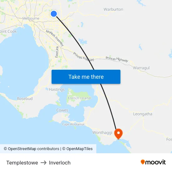 Templestowe to Inverloch map