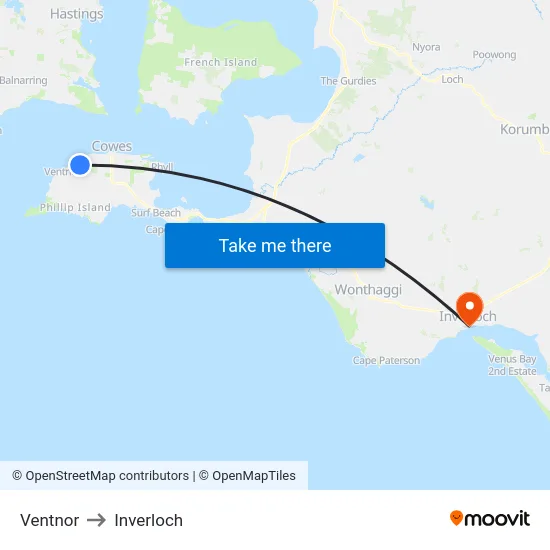 Ventnor to Inverloch map