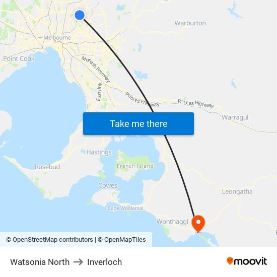 Watsonia North to Inverloch map