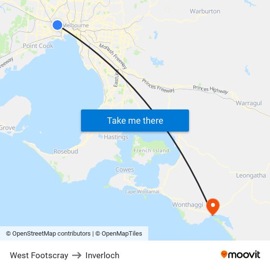 West Footscray to Inverloch map