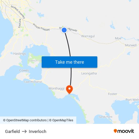 Garfield to Inverloch map