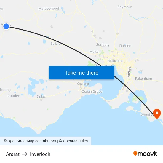 Ararat to Inverloch map