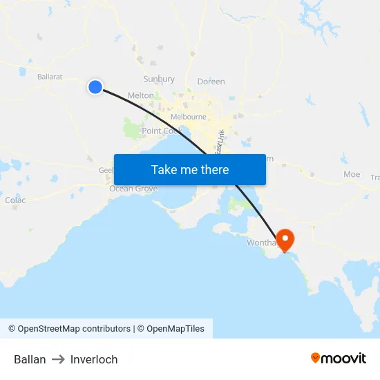 Ballan to Inverloch map