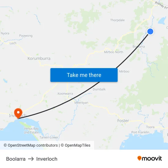 Boolarra to Inverloch map