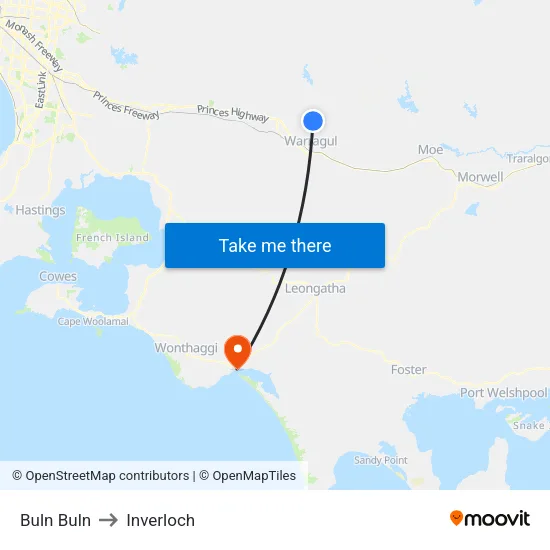 Buln Buln to Inverloch map